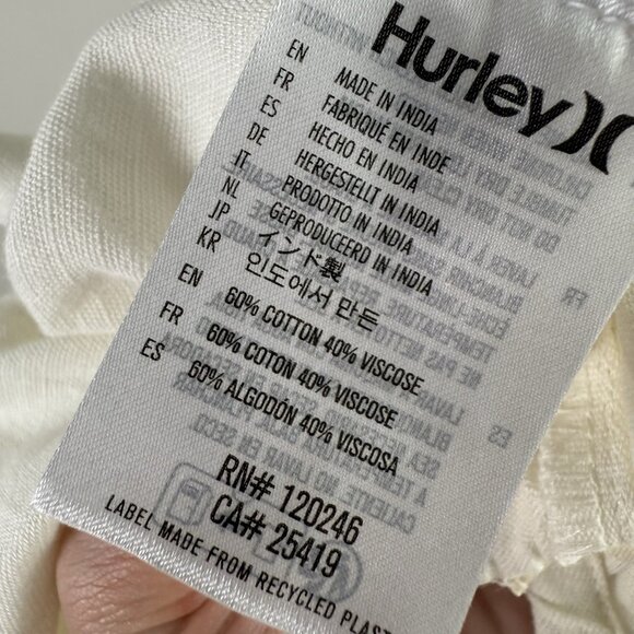 Hurley Off White Wide Leg Jumpsuit XS NWT Boho Beach Lightweight Summer Flowy - Picture 11 of 11